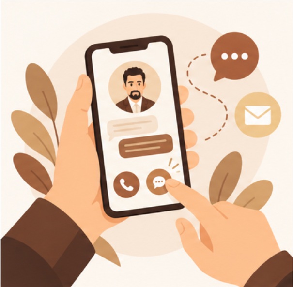 Ilustração de contato por celular
